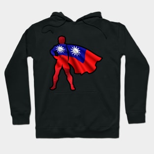 Taiwan Hero Wearing Cape of Taiwanese Flag Representing I Stand with Taiwan Hoodie